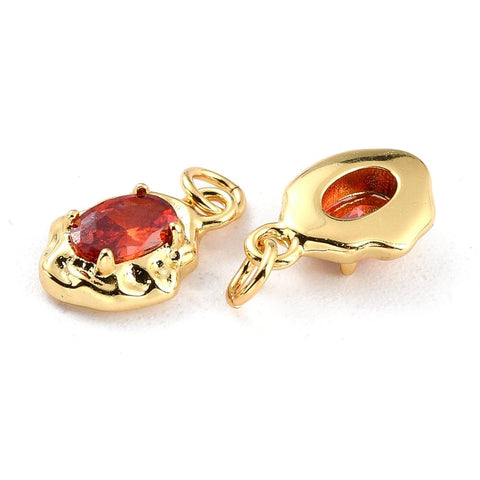 BeadsBalzar Beads & Crafts (GQP8411-X) Brass Micro Pave Cubic Zirconia Pendant, Real 18K Gold Plated, Oval, 8x12mm (2 PCS)
