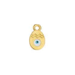 BeadsBalzar Beads & Crafts (GQP8524-GW) Alloy Motif Easter egg with eye pendant 7x12mm (4 PCS)
