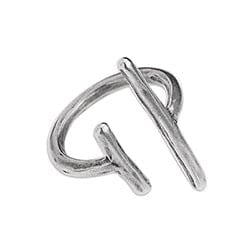 BeadsBalzar Beads & Crafts (GQR6709B) SILVER ANTIQUE (GQR6709X) Ring 2 bars 17mm (1 PC)