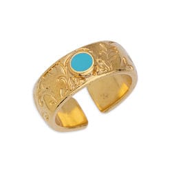 BeadsBalzar Beads & Crafts (GQR7080E) GD.PL./AQUA (GQR7080X) Ring with floral pattern 17mm (1 PC)