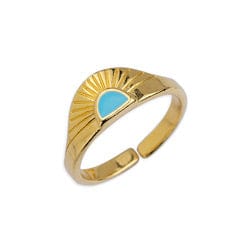 BeadsBalzar Beads & Crafts (GQR7341-B) GOLD/AQUA (GQR7341-X)  Ring rising sun 17mm 24kt Gold Plated (1 PC)