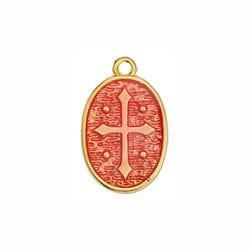 BeadsBalzar Beads & Crafts (GQR7440C) GOLD/FUCHSIA (GQR7440X) Oval with cross pendant (2 PCS)