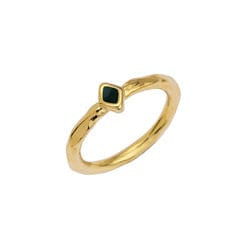 BeadsBalzar Beads & Crafts (GQR7656A) GOLD / DK.GREEN (GQR7656X) Ring slim with rhombus fix size 15mm (1 PC)