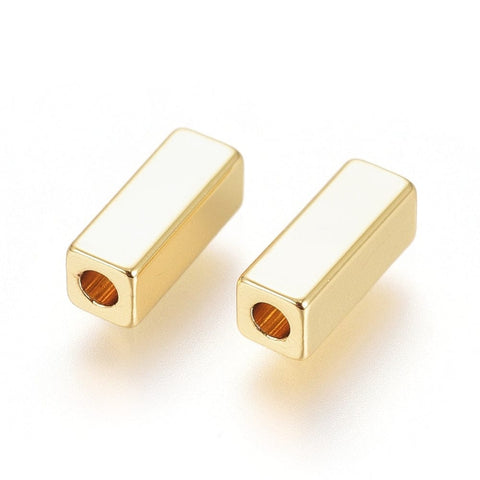 BeadsBalzar Beads & Crafts (GQR8270-41G) Brass Beads,Cuboid, Real 18K Gold Plated 3x8mm (4 PCS)