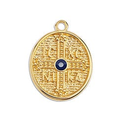 BeadsBalzar Beads & Crafts (GQT6788A-10PC) Talisman cross oval 18x23mm with setting ss12 (10 PCS)