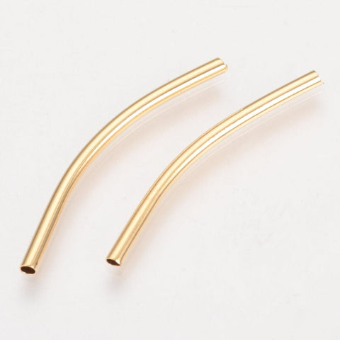 BeadsBalzar Beads & Crafts (GQT8297-34G) Brass Tube Beads, Real 18K Gold Plated 34mm (4 PCS)