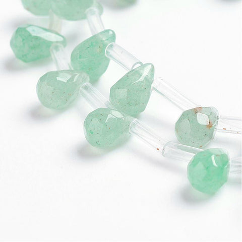 BeadsBalzar Beads & Crafts GREEN AVENTURINE (BG4712C) Natural Agate Beads , Drop, Faceted, Dyed Size: about 6mm wide, 9mm long, hole: 1mm (& COLORS) (BG4712X)