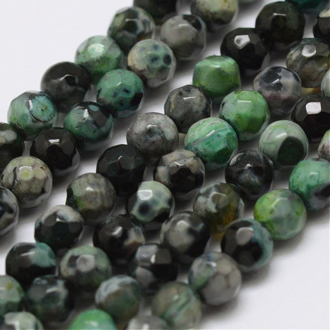 BeadsBalzar Beads & Crafts GREEN (BG4725-A18) (BG4257-X) Faceted Natural Agate Beads Strands, Round, Dyed 4MM (1 STR)
