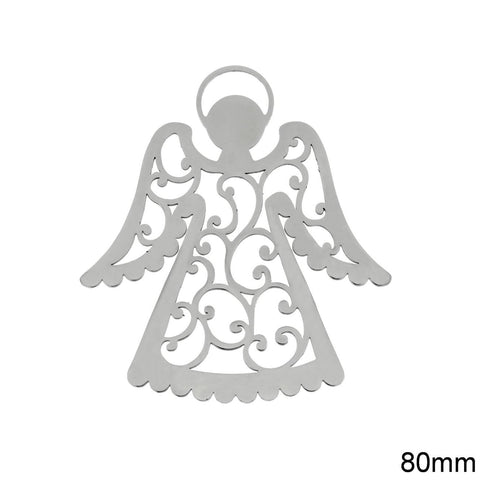 BeadsBalzar Beads & Crafts (GTP7990A) Stainless Steel New Year's Lucky Charm Angel 80mm (1 PC)