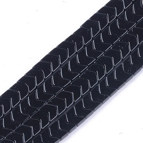 BeadsBalzar Beads & Crafts (HA6740A) Spray Painted Non-magnetic Synthetic Hematite Arrow/Chevron, Black Size: about 5.5mm