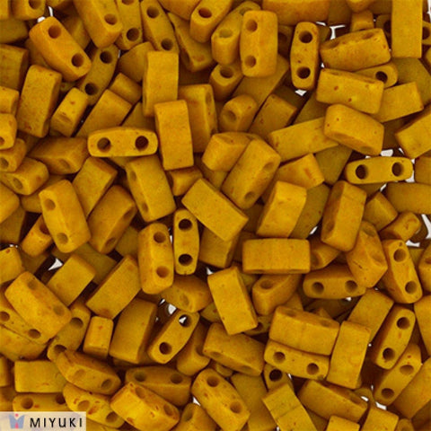 BeadsBalzar Beads & Crafts HALF TILA BEADS MATTED OPAQUE MUSTARD (MHT-2312)