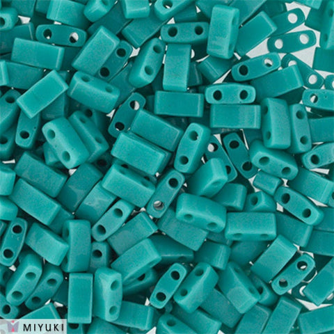 BeadsBalzar Beads & Crafts HALF TILA BEADS OPAQUE TURQUOISE GREEN (MHT-0412)