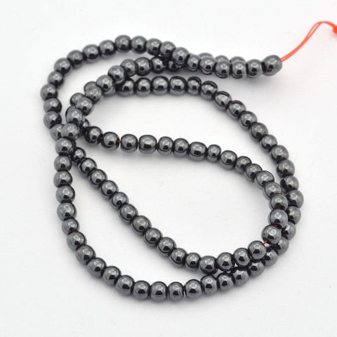 BeadsBalzar Beads & Crafts (HB4066A) Synthetic Hematite Beads Strands, Round, Black 4MM