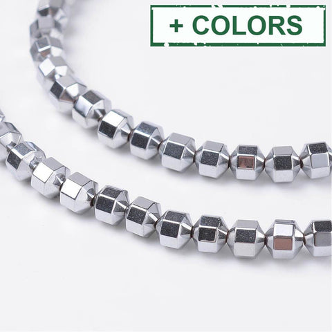 BeadsBalzar Beads & Crafts (HB5305-X) Synthetic Hematite Beads, Golden Plated S 4mm |(1 STR)
