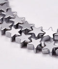 BeadsBalzar Beads & Crafts (HB5454) Electroplate Non-magnetic Synthetic Hematite Beads Strands, Star, Grade A, Platinum Plated 6MM