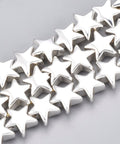 BeadsBalzar Beads & Crafts (HB7039A) Synthetic Hematite Beads Strands, Star, Silver Plated  8mm long
