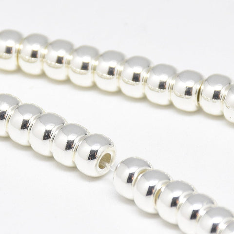 BeadsBalzar Beads & Crafts (HB7040A) Synthetic Hematite , Rondelle, Silver Plated 6mm
