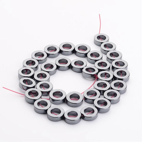 BeadsBalzar Beads & Crafts (HB808A) Synthetic Hematite Beads, Grade A, Donut, Black 12MM