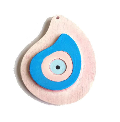BeadsBalzar Beads & Crafts (HC-10B) CERAMIC EYE DROP PINK-BLUE 80MM X 60MM
