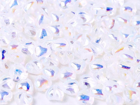 BeadsBalzar Beads & Crafts (HE03000-28701) CRYSTAL AB (HE00030-X) GLASS CRYSTAL HEARTS 6 MM  (30 PCS)