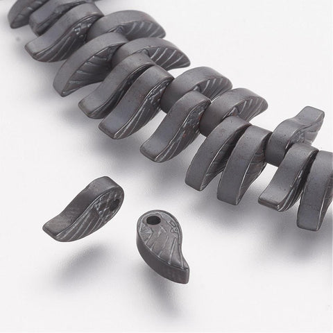 BeadsBalzar Beads & Crafts (HE5063) Hematite Bead , Grade A, Wing, Frosted, Hematite Plated 8MM