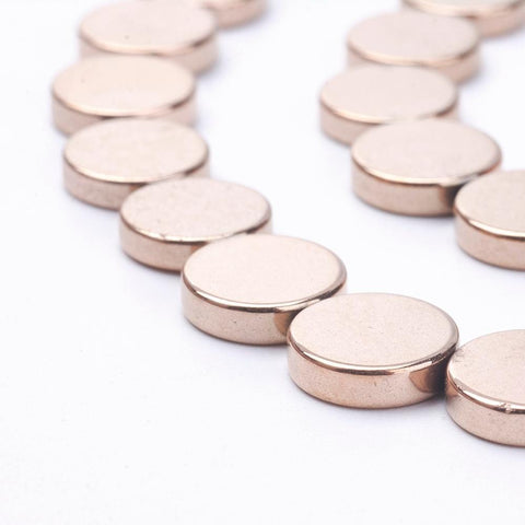 BeadsBalzar Beads & Crafts (HE5065) Hematite Beads , Flat Round, Light Gold Plated 10MM (20 PCS)