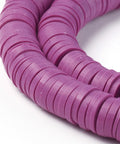 BeadsBalzar Beads & Crafts (HE6578-05) Handmade Polymer Clay Beads, Disc Heishi Beads Medium Orchid 6mm
