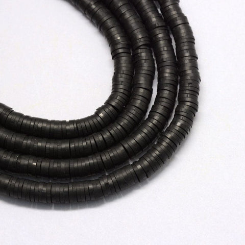 BeadsBalzar Beads & Crafts (HE6578F) Environmental Handmade Polymer Clay, Disc-Flat Round, Heishi Beads, Black 6mm