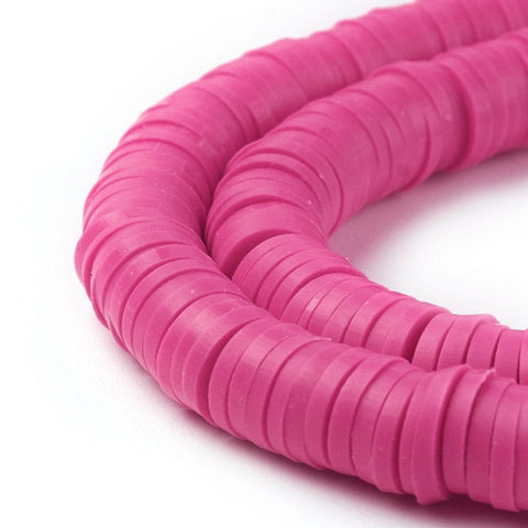 BeadsBalzar Beads & Crafts (HE6578H) Handmade Polymer Clay Heishi Beads, Camellia 6x1mm