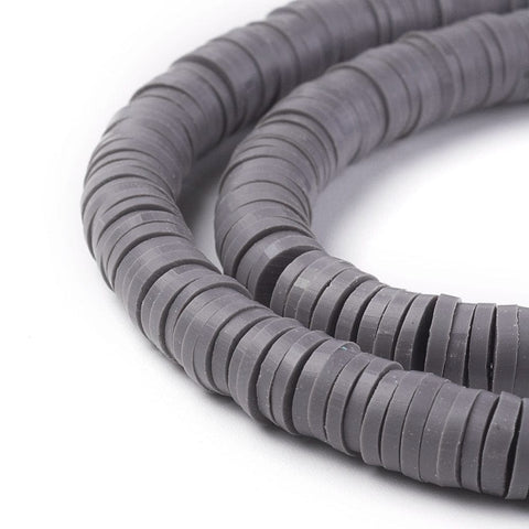 BeadsBalzar Beads & Crafts (HE6578N) Handmade Polymer Clay Beads, Disc-Flat Round, Heishi Beads, SlateGray Size: about 6mm in diameter, 1mm thick
