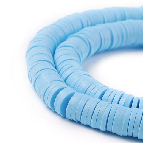 BeadsBalzar Beads & Crafts (HE6578R) Handmade Polymer Clay Heishi Beads, LightSkyblue 6mmx1mm