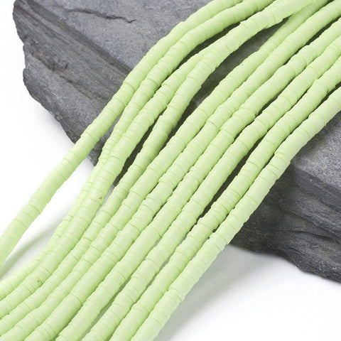 BeadsBalzar Beads & Crafts (HE6764-24) Eco-Friendly Handmade Polymer Clay Heishi Beads, Light Green 4x1mm