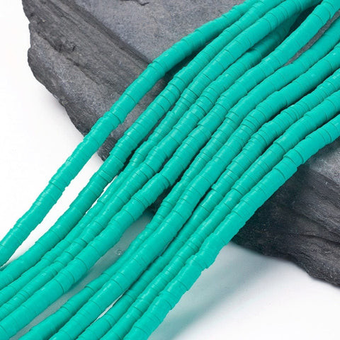 BeadsBalzar Beads & Crafts (HE6764-34) Eco-Friendly Handmade Polymer Clay Heishi Beads, Medium Turquoise 4X1mm