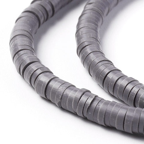 BeadsBalzar Beads & Crafts (HE6764-41) Eco-Friendly Handmade Polymer Clay Heishi Beads, Slate Gray 4x1mm