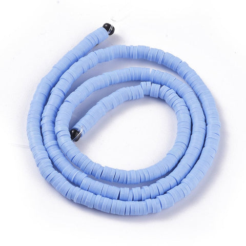 BeadsBalzar Beads & Crafts (HE6764D) Flat Round Environmental Handmade Polymer Clay Bead CornflowerBlue 4mmX1mm