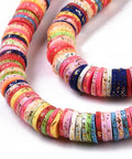 BeadsBalzar Beads & Crafts (HE8353-04D) Handmade Polymer Clay Beads Strand, with Glitter Sequin, Flat Round/Disc,  Colorful S 6x1mm (1 STR)