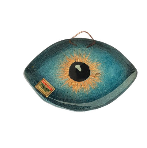 BeadsBalzar Beads & Crafts (HG-EY5)  TURQUSISE (HG-EYX) Glass Hand Made Eye about 11x8cm (1 PC)
