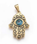 BeadsBalzar Beads & Crafts (HH5276) 304 Stainless Steel Pendants, Evil Eye, Hamsa , Golden 28MM (1 PC)