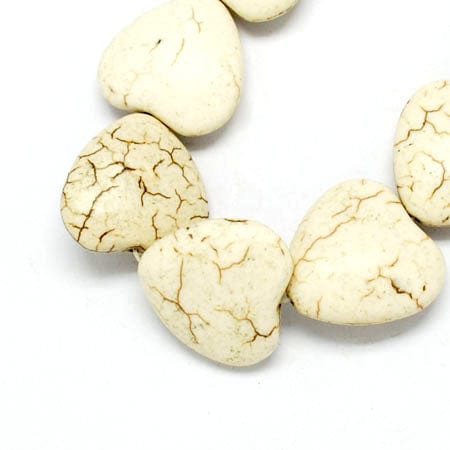 BeadsBalzar Beads & Crafts (HT7406A) Gemstone Beads Synthetical Turquoise, Heart, White 24mm (4 PCS)