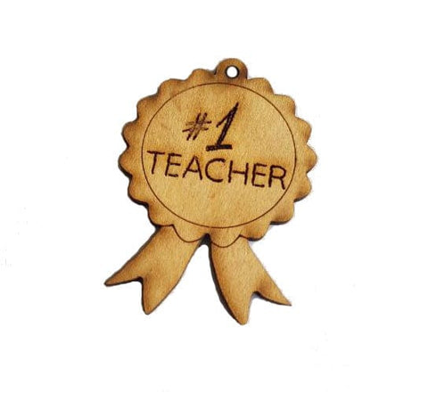 BeadsBalzar Beads & Crafts (HW-15A) WOOD NO.1 BEST TEACHER 60MM X 40MM