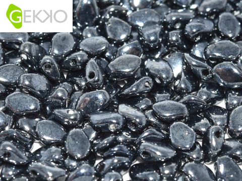BeadsBalzar Beads & Crafts JET HEMATITE (GEKO-23980-14400) (GEKO-X) Gekko Beads 3x5mm (10 GMS / +- 190 PCS)