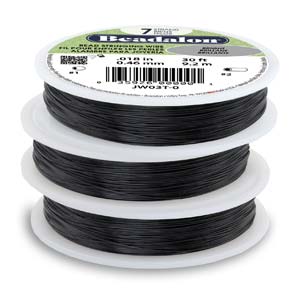 BeadsBalzar Beads & Crafts (JW01B-0) BEADALON 7STRD .012 BLACK 30FT