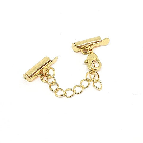 BeadsBalzar Beads & Crafts (KFT-12A) EXT CHAIN WITH 12MM TUB GOLD PLATED (1 SET)