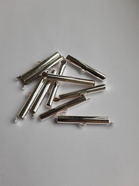BeadsBalzar Beads & Crafts (KFT-40B) TUBE ENDING 40 MM TUBE-40MILS SPL+C SILVER PLATED (2 PCS)