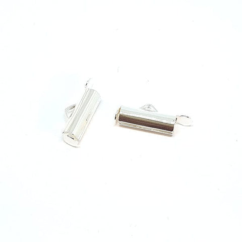 BeadsBalzar Beads & Crafts (KFT-9A) 9 MM TUBE SILVER PLATED(2 PCS)
