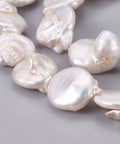 BeadsBalzar Beads & Crafts (KP6580A) Natural Baroque Pearl Keshi Pearl Beads Strands, Coin Beads, Cultured Freshwater Pearl, Flat Round, AntiqueWhite Size: about 12~13mm in diameter, (4 PCS)