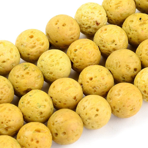 BeadsBalzar Beads & Crafts (LB5372) Natural Lava Beads Strands, Dyed, Round, Gold Size: about 8~8.5mm
