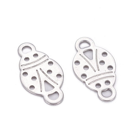 BeadsBalzar Beads & Crafts (LB6176) 304 Stainless Steel Links, Ladybug 24mm long, 13mm wide (2 PCS)