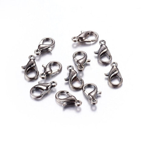 BeadsBalzar Beads & Crafts (LC4359B) Alloy Lobster Clasps, Gunmetal 12X21mm (10 PCS)
