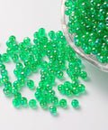 BeadsBalzar Beads & Crafts LIME GREEN (AB8481-8) (AB8481-X) Acrylic Beads, Round, AB Color, 4mm (10 GMS / +-350 PCS)